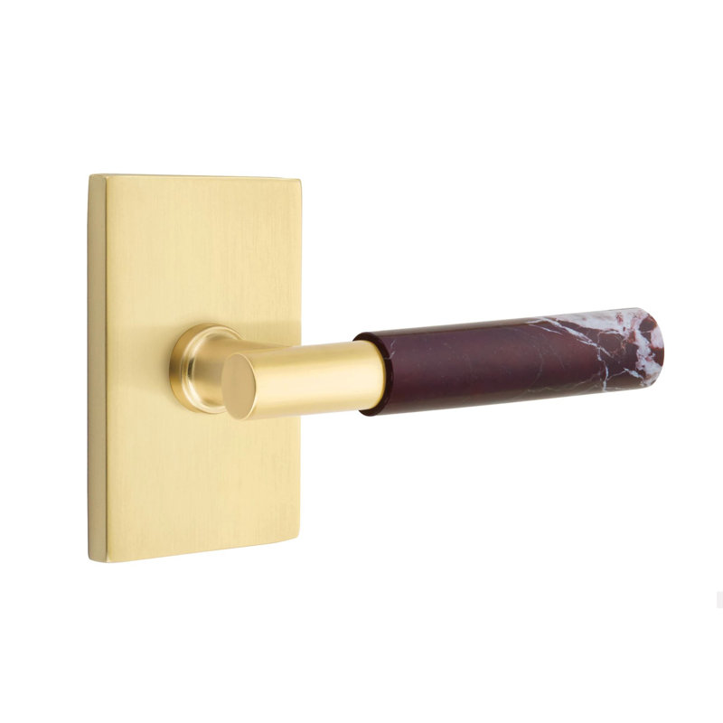Mortaise intérieure Select Select avec rosette rectangulaire moderne et tige en T, levier Rosso Levanto, Laiton satiné, Oui