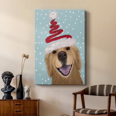 Christmas Golden Retriever et chapeau du Père Noël de printemps - galerie Cavas sur mesure