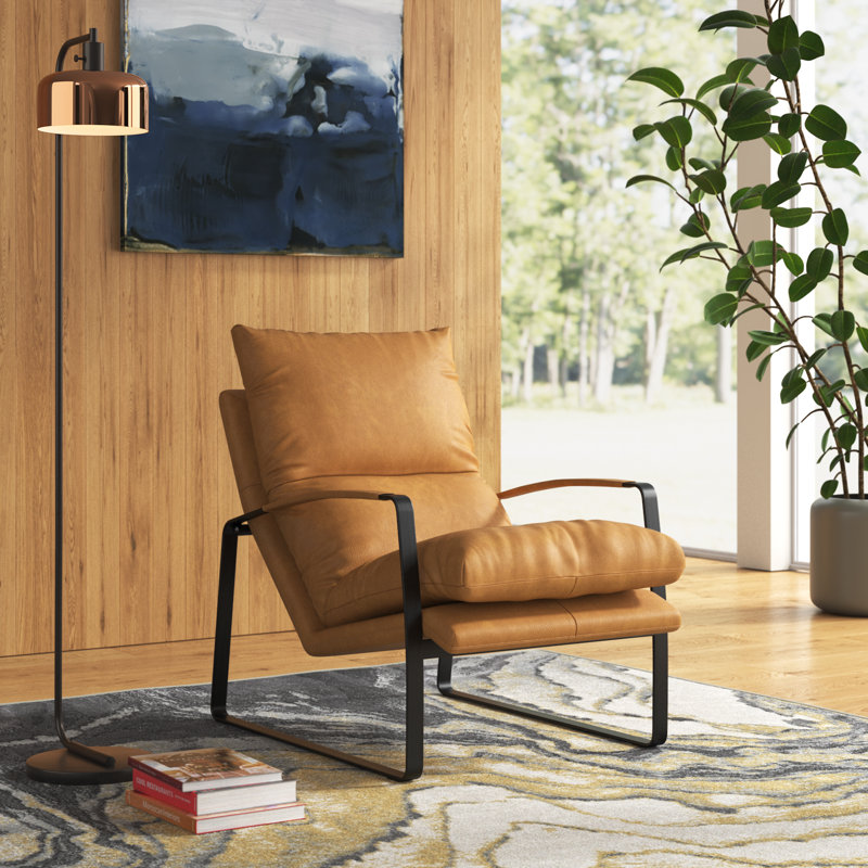 Gibb 25.5'' Wide Full Grain Leather Lounge Chair, Light Brown
