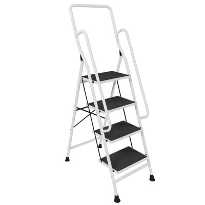 5.2 ft Steel 4 Step Ladder With Safety Handrail Foldable Safety Non Slip Matt Safe Heavy Duty