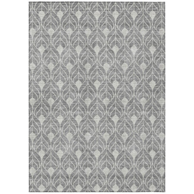 HomeRoots 5' X 8' Gray And Light Gray Geometric Washable Indoor Outdoor Area Rug
