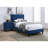 Youth Bedroom Blue-Toned Velvet Upholstered Adjustable Headboard Full Size Modern Contemporary Bed Frame