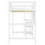 Lit mezzanine simple en bois avec tablettes, bureau et tableau d'écriture - Blanc (OLD SKU: LT000320AAK)-1286697907