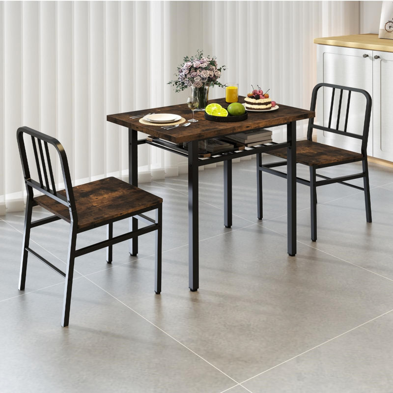 2 - Person Dining Set, Black, Brown