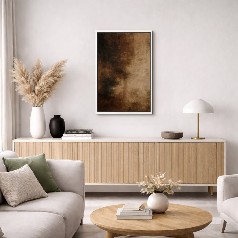 Impression murale sur toile encadrée riche brun foncé et brun doré chaud, H 24 po x l 16 po x P 1,5 po, Cadre flottant blanc