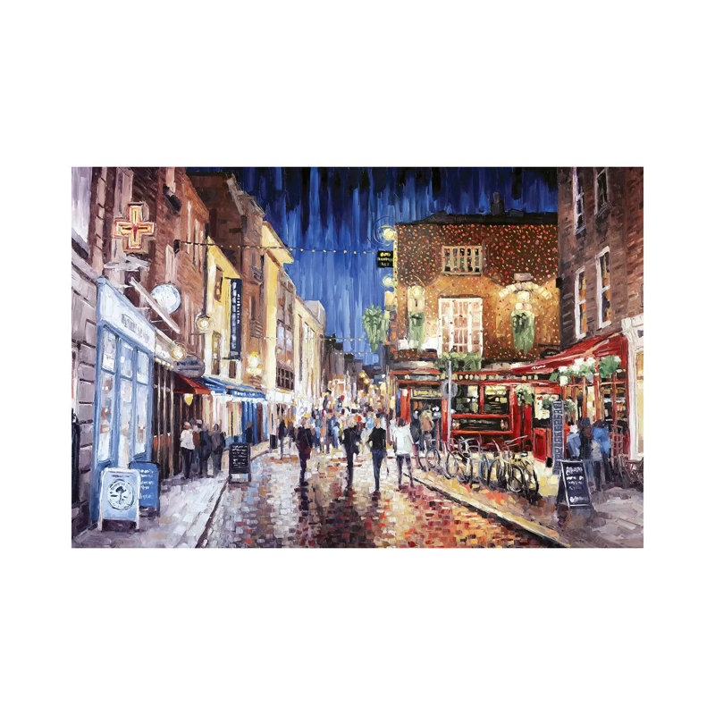 Temple Bar par Roger Disney - reproduction d'art, H 40 po x l 60 po x 1,5 po, Toile tendue, Aucun mat