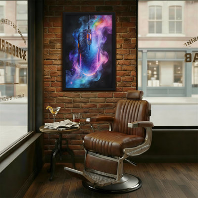 Souris galaxie tendance avec lueur néon et fumée