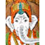 Peinture sur bois en bois avec incrustations de 30 po de couleur naturelle sur bois lord Ganapati 30 po - Art mural traditionnel indien spirituel