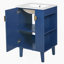 Ensemble de meuble-lavabo simple 20 po avec porte à fermeture douce, poignées en demi-lune chic, style français, bleu-1962135508