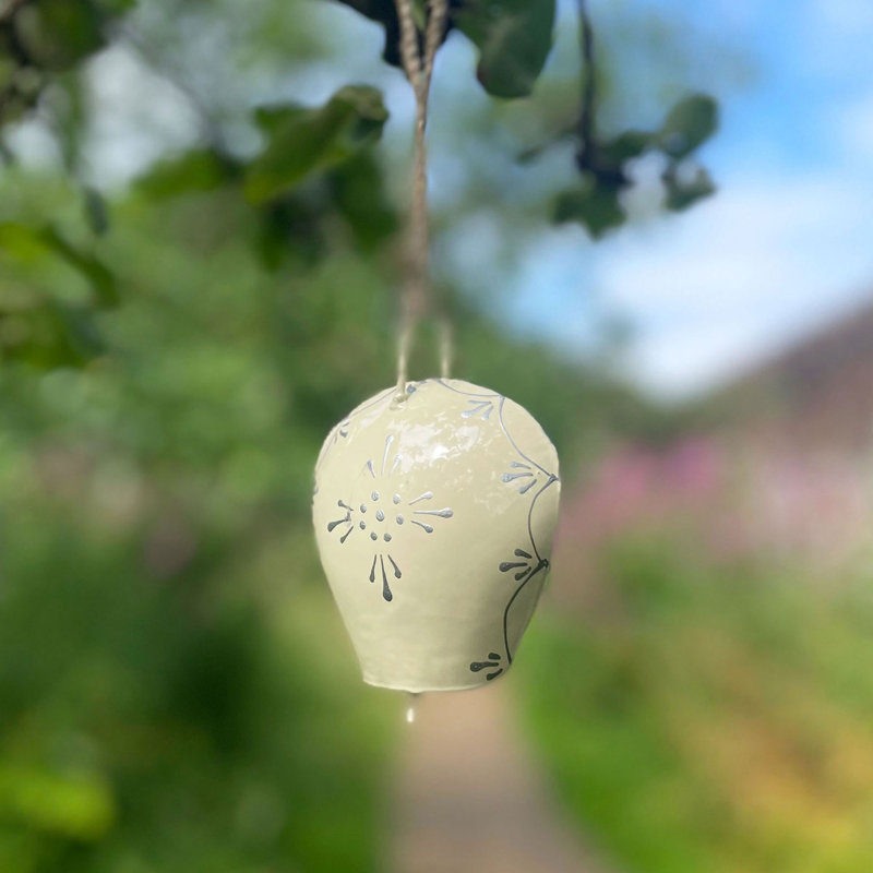 Hand Painted Iron Cow Bell, White