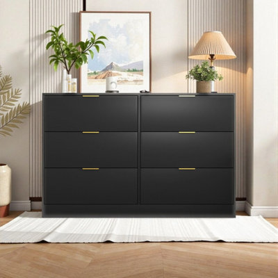 47 Inch 6 Drawer Dresser, Particle Board Storage Cabinet for Bedroom Living Room Hallway