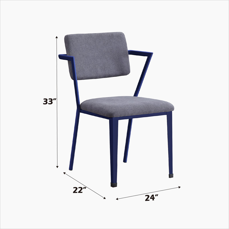 Chaises de salle à manger à dossier ouvert 2 pièces, Bleu, 1