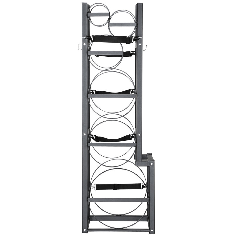 Solution de rangement pour réservoir - support cylindrique de 15,55 po x 12,99 po x 49,8 po, pouvant accueillir des réservoirs de 50 lb et 30 lb, acier au carbone avec une excellente durabilité, support d'oxygène à sangles en nylon à fixation rapide pour les tailles de tailles, fait de
