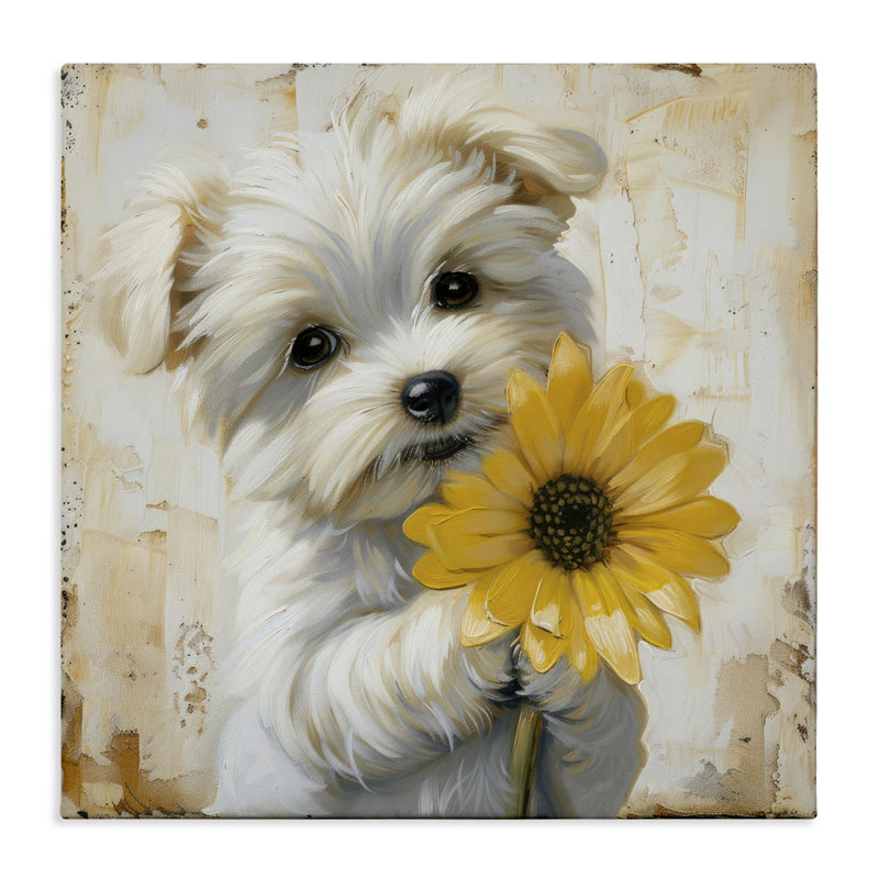Toile Little Lucky Puppy, conception de Tina LeCour, H 17 po x l 17 po