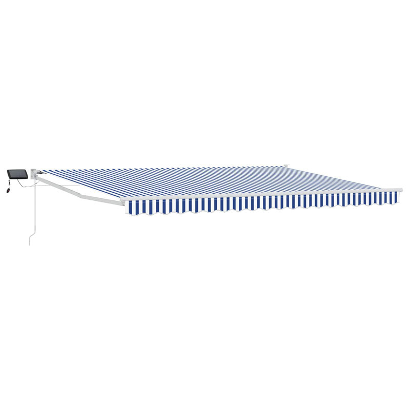 VidaXL Polyester Cover Retractable Patio Awning, 500cm W x 300cm D, Striped, Blue/White