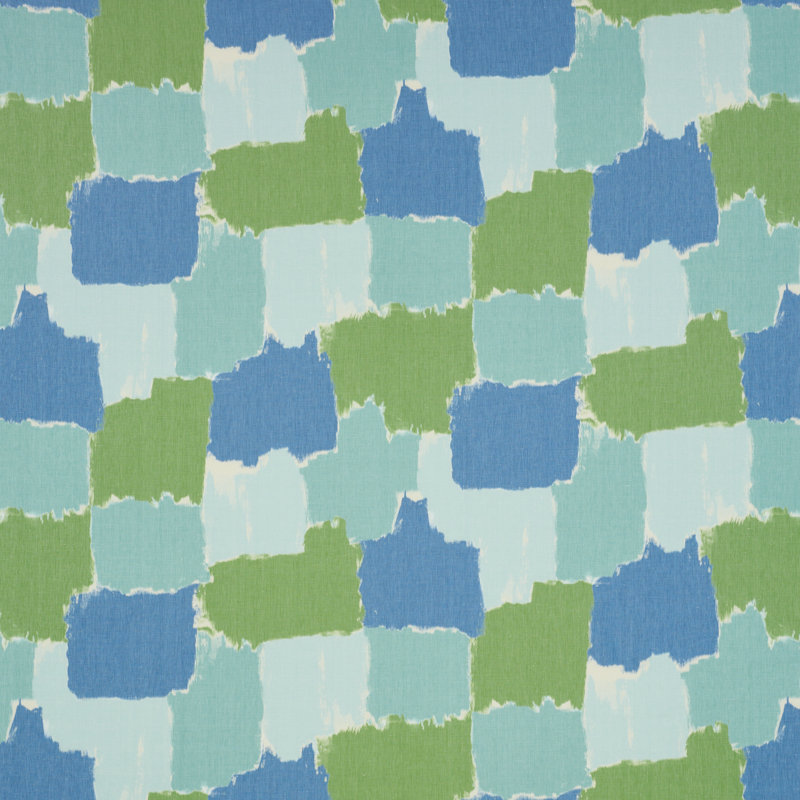 Colorblock Ikat Fabric, Aqua