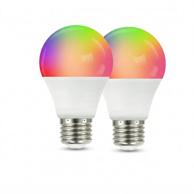 Ampoule à DEL intelligente E26 multicolore A19 de 60 watts, compatible avec Alexa / Hé Google Tunable blanc (paquet de 2)