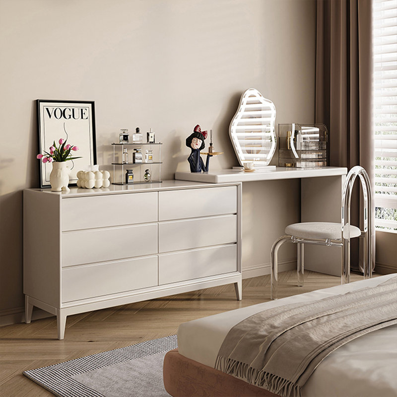 Coiffeuse avec miroir lumineux, 6 tiroirs