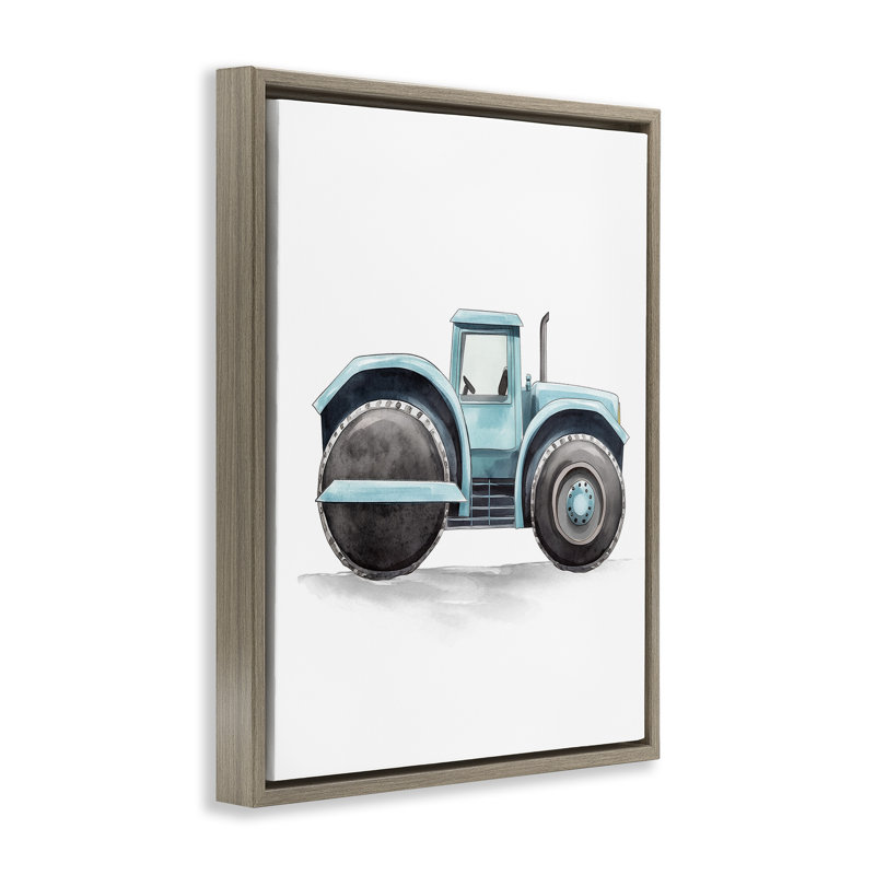 Camion de travail avec cadre flottant, design par Christine Simpson Art, H 21 po x l 17 po, Cadre flottant orme Montalcino