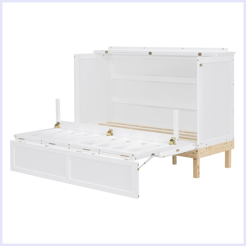 Grand lit escamotable, lit escamotable peu encombrant, lit pliable pour petites pièces, Blanc