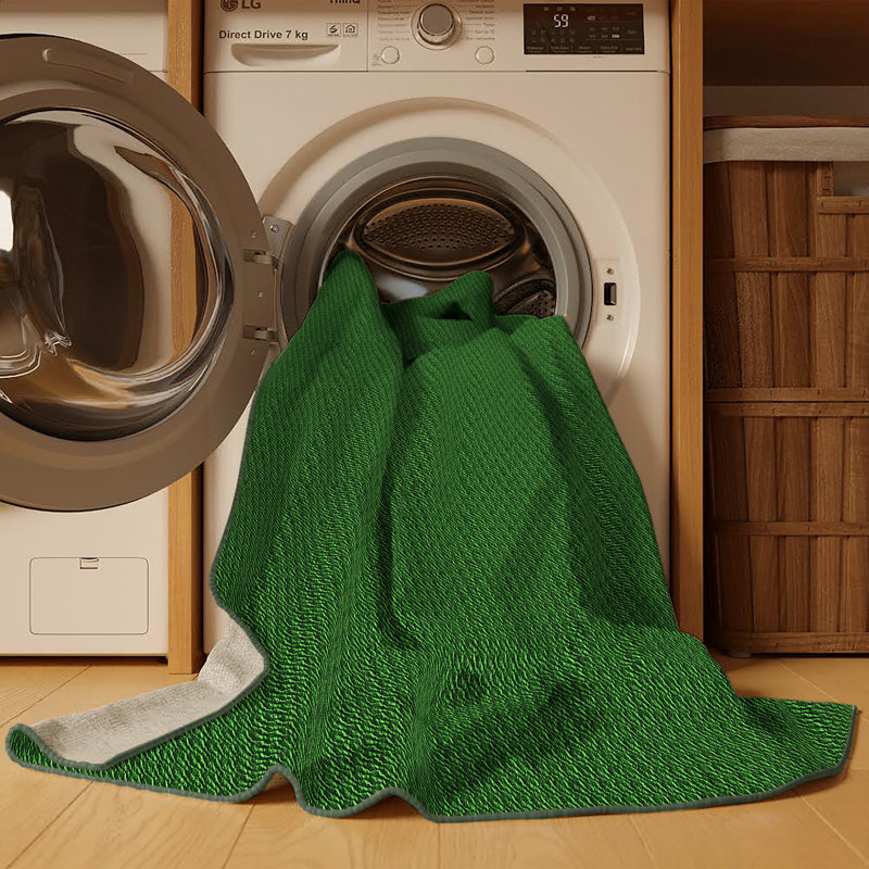 Tapis 100% vert lavable à la machine à motif 3041, Rectangle 7 pi x 9 pi