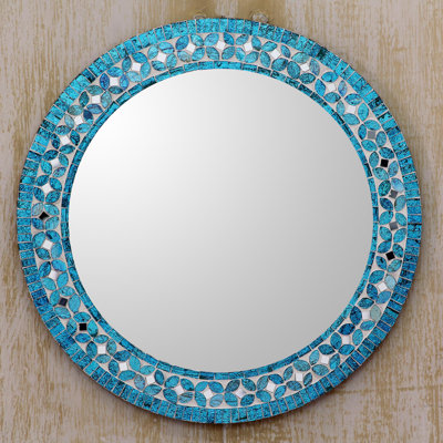Izabelle Wood Round Wall Mirror