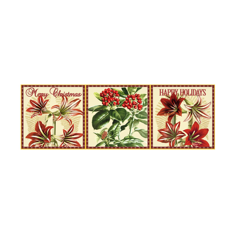 Art mural sur toile tendue - art mural «Christmas Amaryllis Horizontal» par Gail Fraser pour décoration de salon, de chambre à coucher ou de bureau - 6 x 19