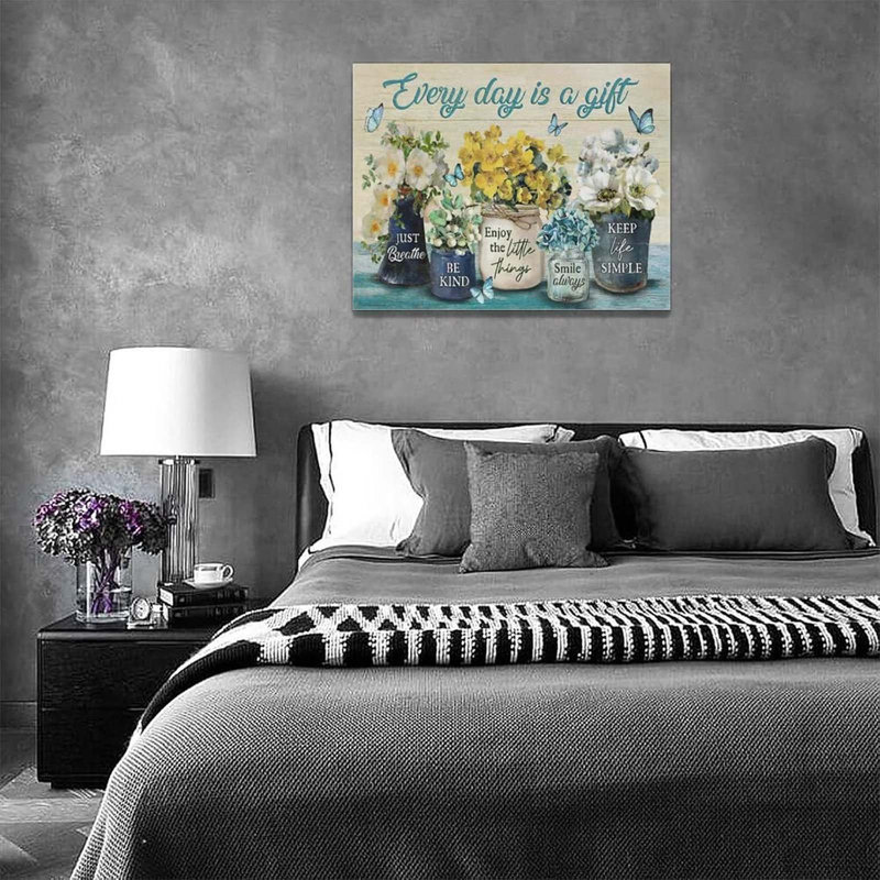 Farmhouse Bathroom Flower Decor Wall Art 30x40cm