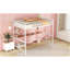 Lit mezzanine double en métal avec bureau et tablette, blanc
