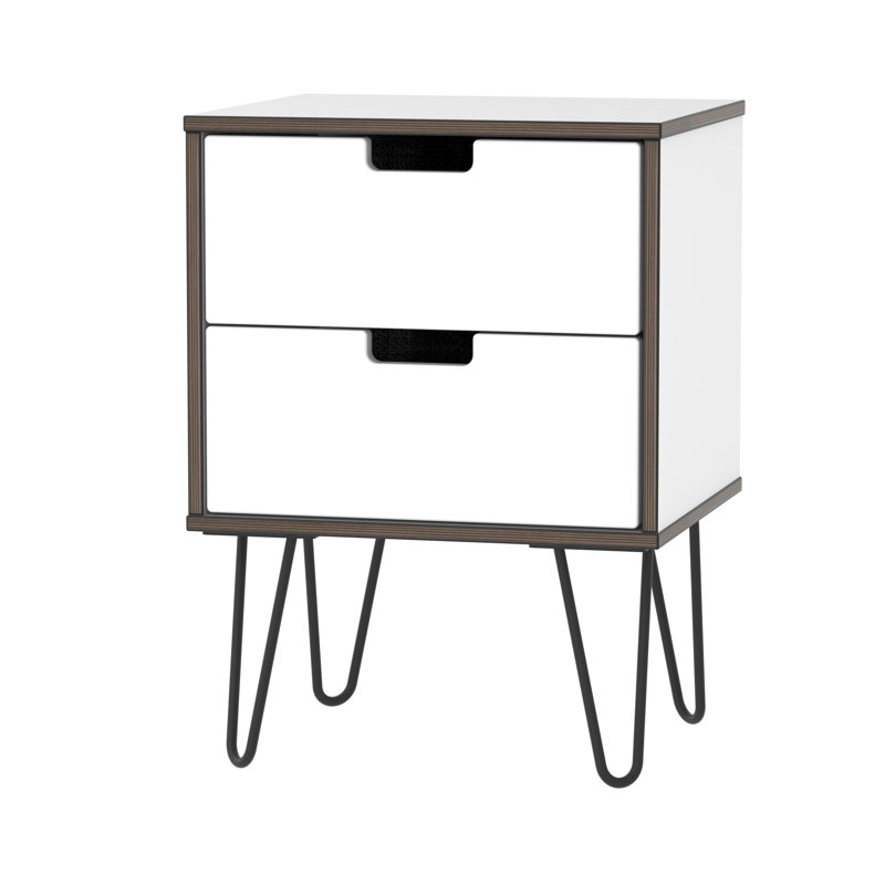 Fully Assembled Fairbury 2 Drawer Bedside Table, White