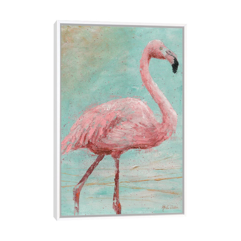 Reproduction d’art, "Pink Flamingo I" par Marie Elaine Custer, Pas de tapis, H 26 po x l 18 po x 1,5 po