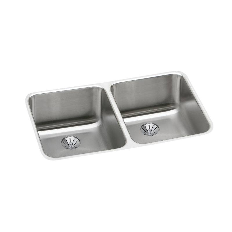 Évier de cuisine à double cuve avec drain parfait Lustertone L 30,75 po x l 18,5 po