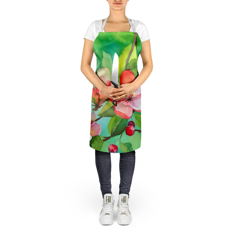 Tennessee Iris in Watercolor Apron, Pink Arkansas Apple Blossom