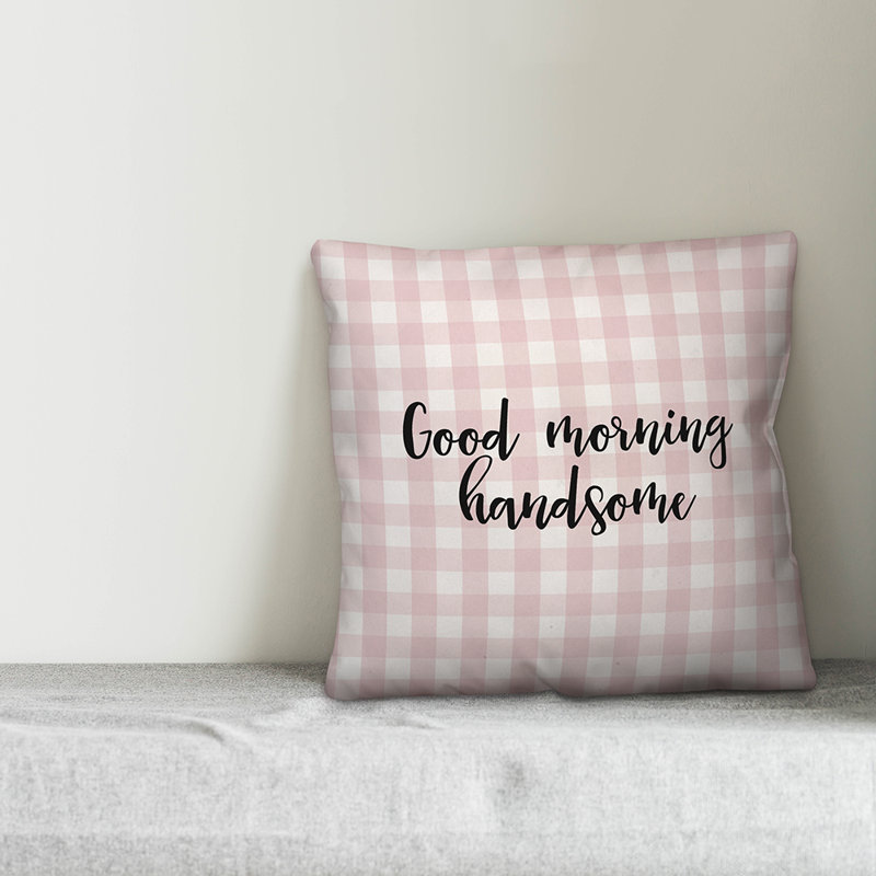 Plaid Throw Pillow, Pink/Black, Pillow Cover