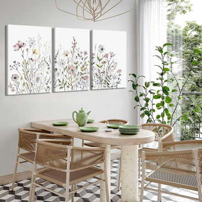 3 pièces colorées fleurs sauvages, art mural aquarelle botanique, décoration murale, impressions de fleurs minimalistes pour le salon, la chambre à coucher, la décoration intérieure, 16 x 24 po