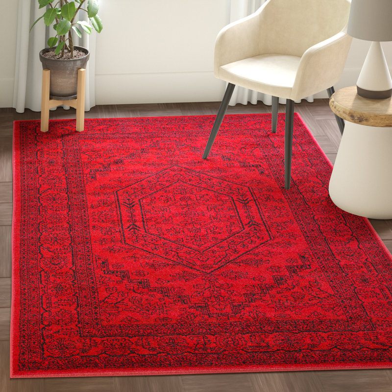Tapis oriental rouge / noir Nicarla, Rectangle 6 pi x 9 pi