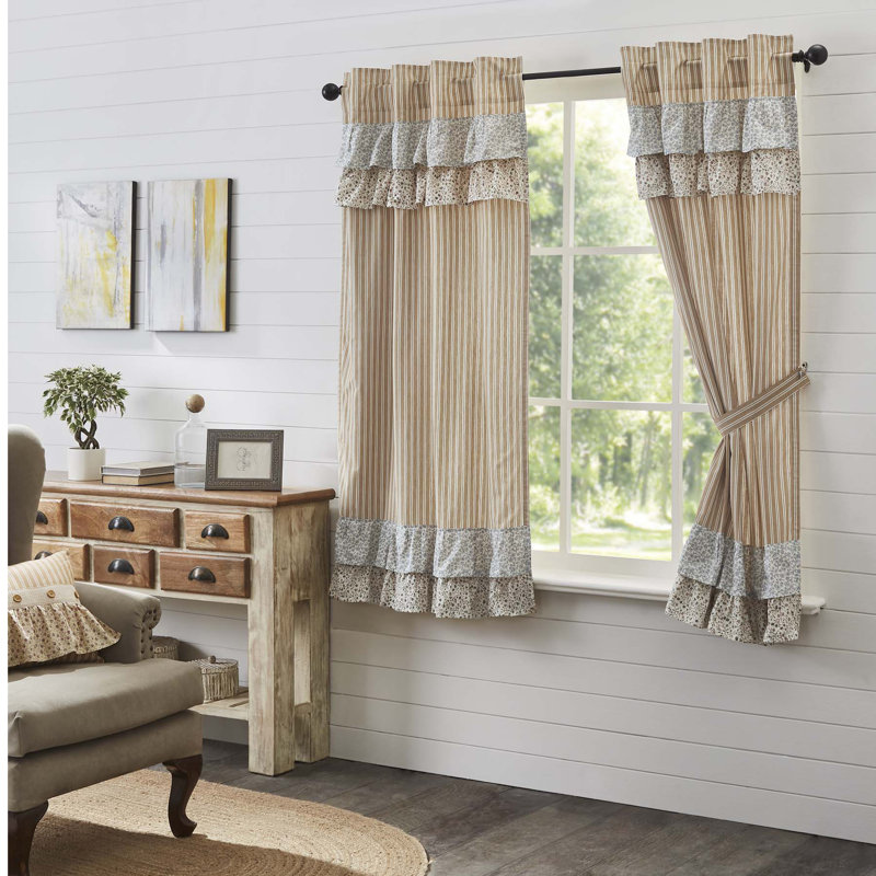 Paire de rideaux obscurcissant avec passe-tringle Louann, Or / bleu marine / crème, l 36 po x L 63 po