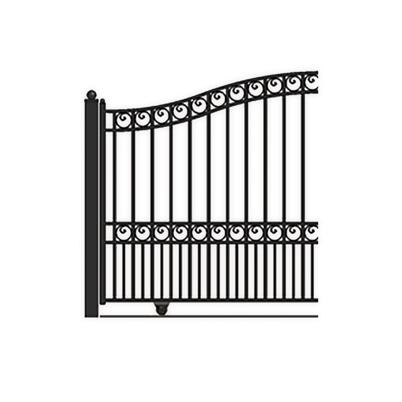 Black Steel Arched Sliding Driveway Gate with Gate Opener