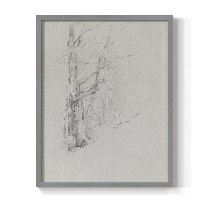 Croquis rétro, impression encadrée LVI - bois massif, H 11 po x l 9 po, Gris
