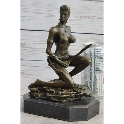 Sivanne Xena Warrior Amazon Fantasy Girl Bronze Sculpture Statue Figure On Marble Base