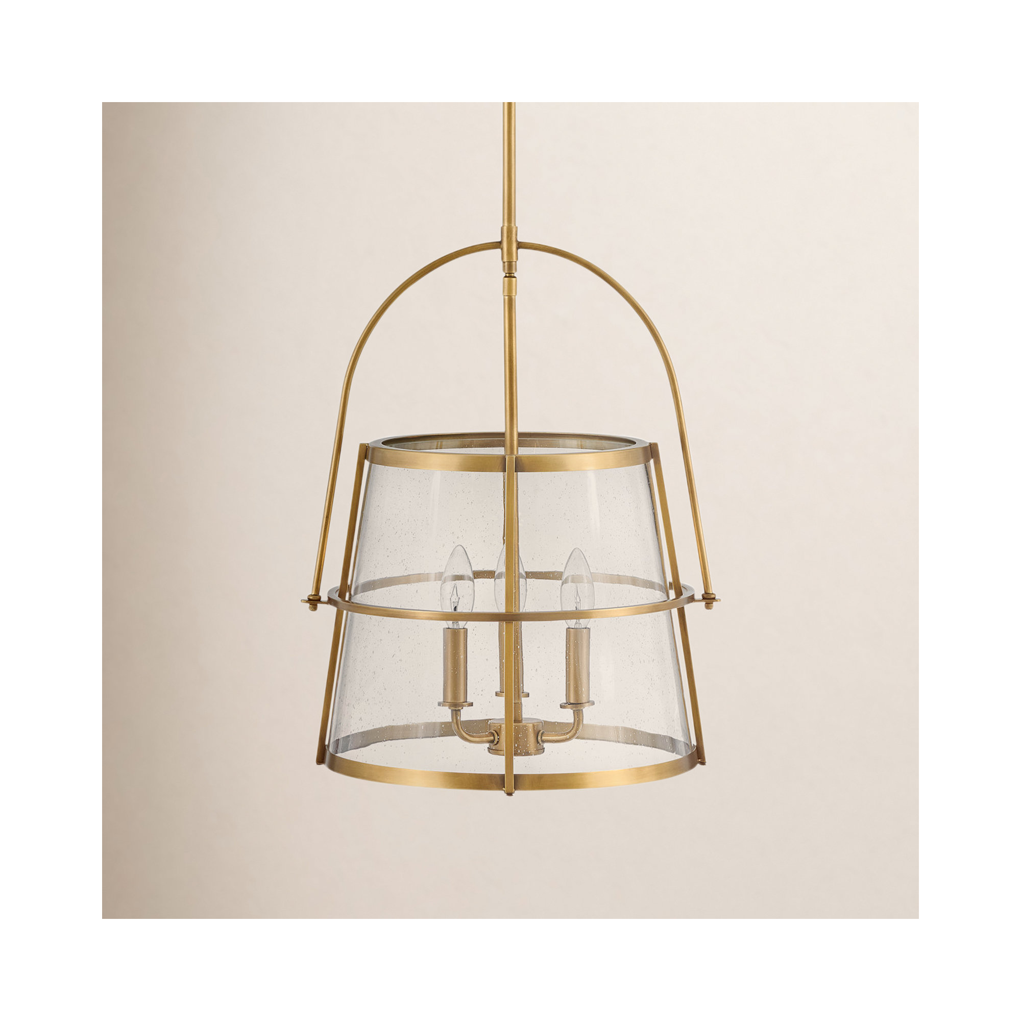 Eralia 3 Light Glass Dimmable Pendant, Heritage Brass