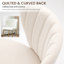 Chaise de salle à manger moderne blanche à oreilles en velours capitonné avec pattes en métal-1058660651