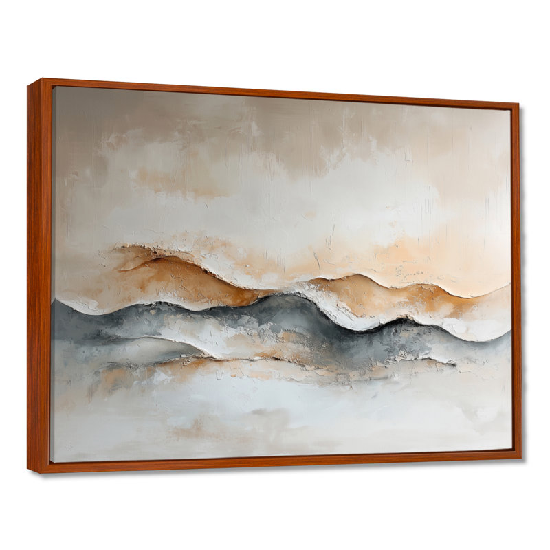 «Abstract Dunes Of Serenity», art sur toile, H 34 po x l 44 po, Brun, Cadre flottant