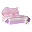 Cadre de lit flottant simple avec tête de lit ajustable à DEL Zoomie, lit plateforme tapissier, rose-354998221-354998220