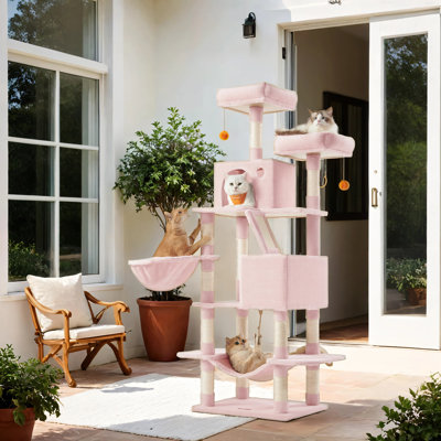 Cat Tree with 13 Scratching Posts, Multi-Level Plush Cat Condo