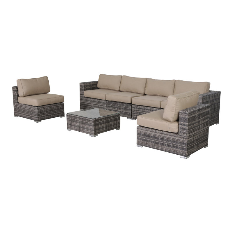Ensemble de conversation modulaire 7 pièces avec coussin beige Sunbrella Minnesota