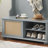 Clothes Hanger Hall Tree Storage Bench Shoe Rack For Entryway, Hall Tree With Bench And Shoe Storage, Hall Tree Entryway Bench With Rattan Door-111987943