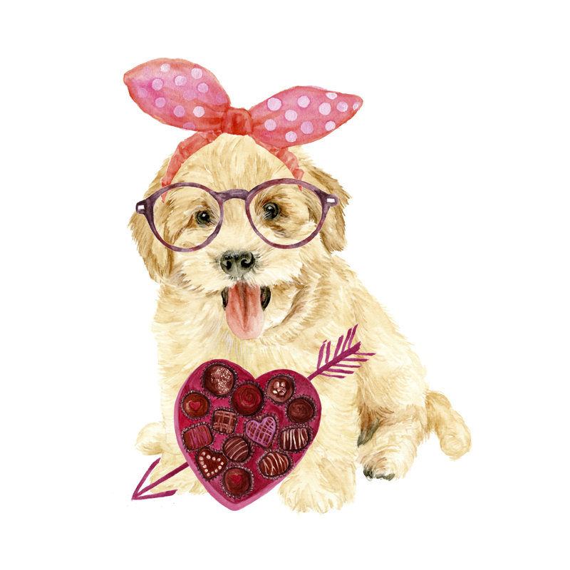 Valentine Puppy IV by Melissa Wang - Wrapped Canvas Print, 91cm H x 91cm W