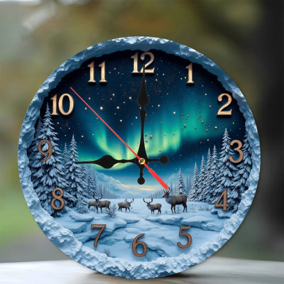 Winter-Wonderland-Reindeer-Aurora-Borealis-Clock-Wall-Decor