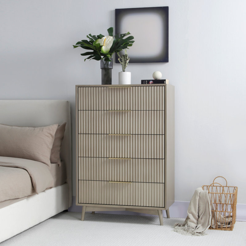 80 cm W Chest of 5 Drawers, Grey